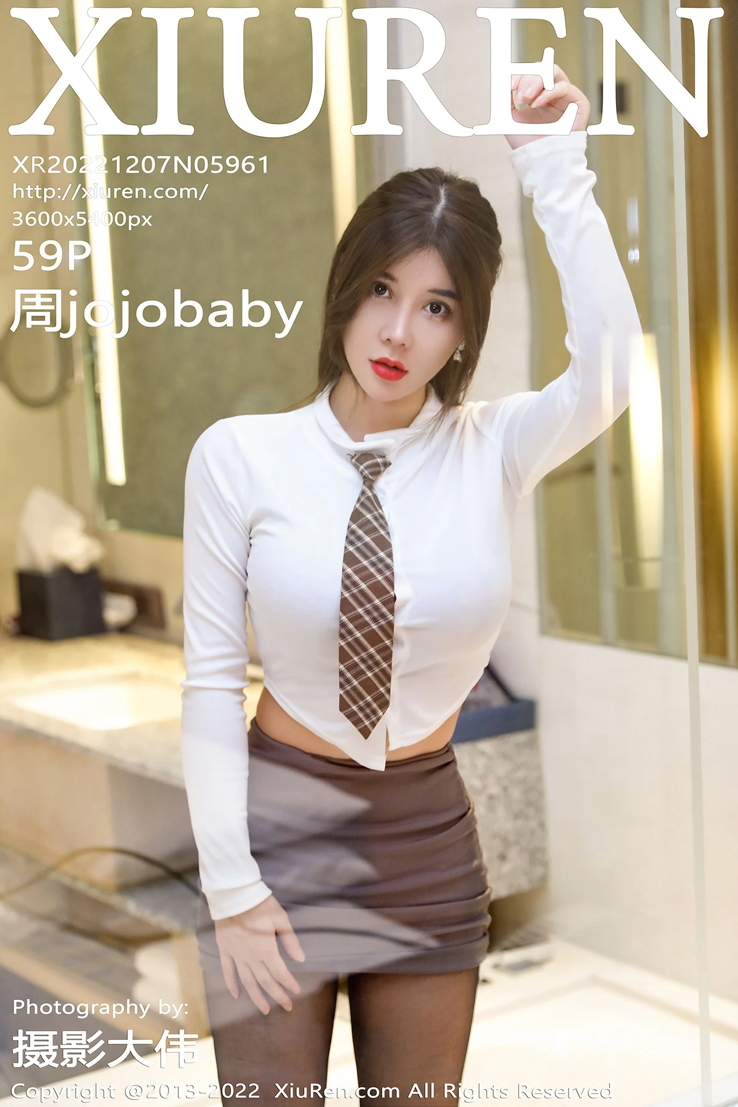[XiuRen秀人网]No.5961_模特周jojobaby半脱性感白T露黑色蕾丝内衣秀傲人豪乳诱惑写真59P-秀人网 - XiuRen.Space
